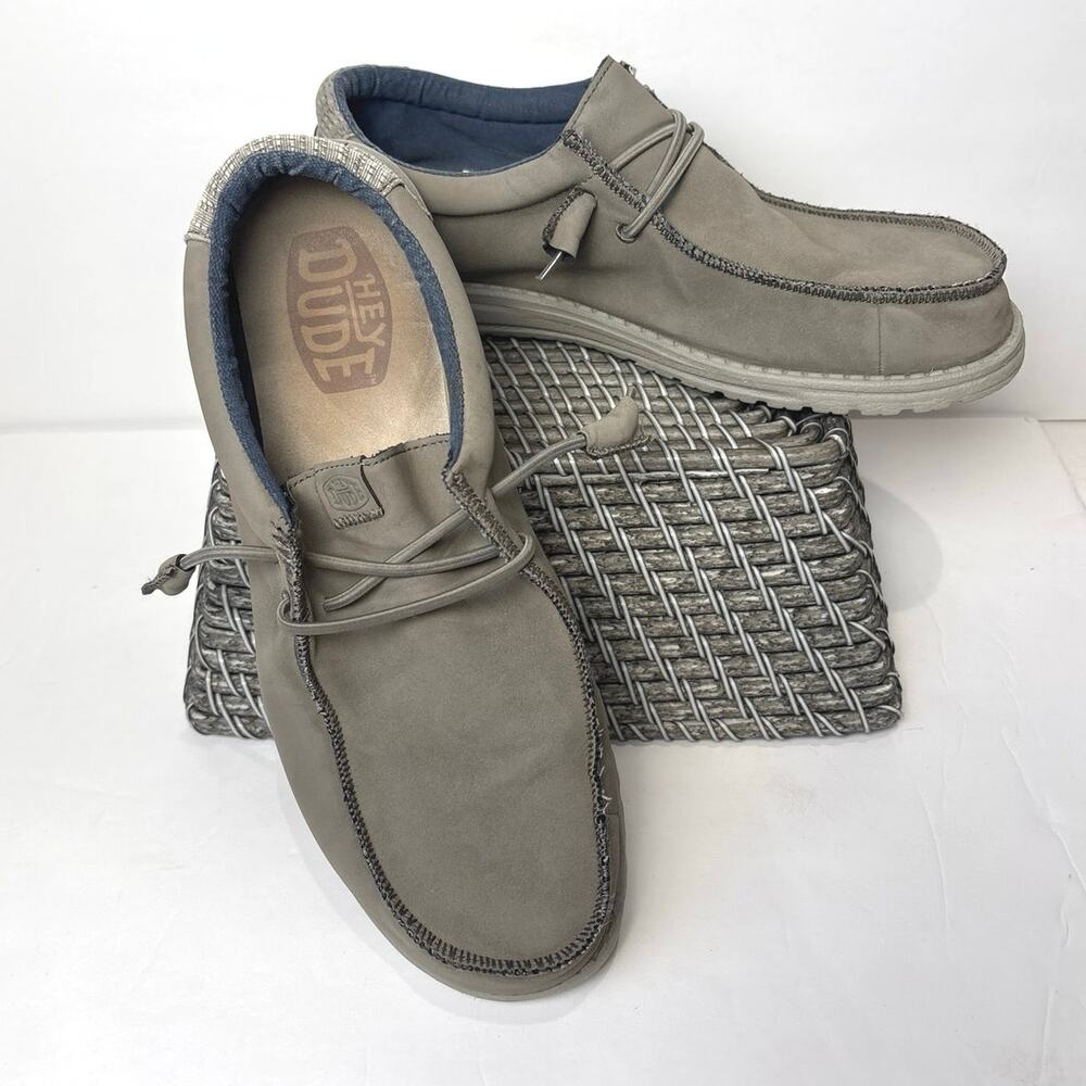 Hey Dudes Wally Fabricated Leather Gray Men's Size 12